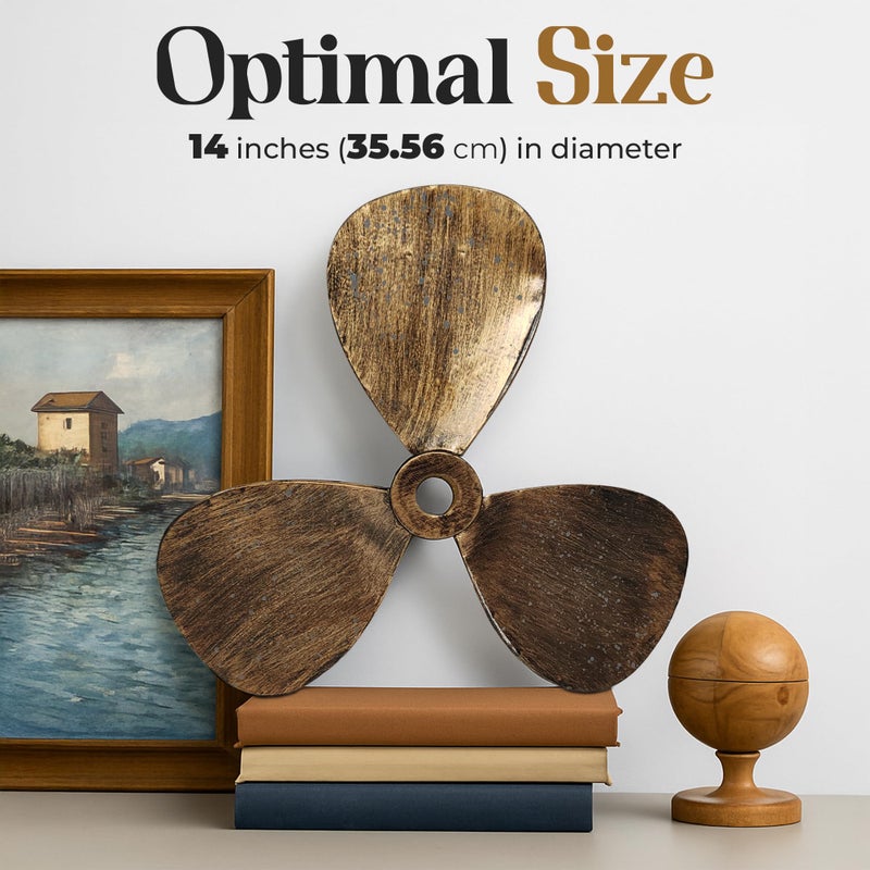 Everydecor Metal Nautical Ship Propeller - Vintage Wall Decor for Home Interior - Mix of Gold, Bronze, and Brown styles - Outstanding Piece of Art - Image 4